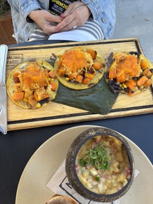 Yellow tacos   at Malibu Farm in San Diego
