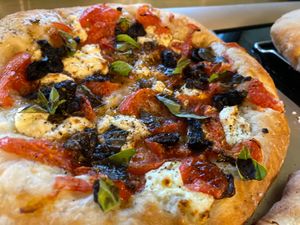 Neapolitan Pizza. Mozzarella may be substituted for tofu.   at Koyasan Space in Wakayama