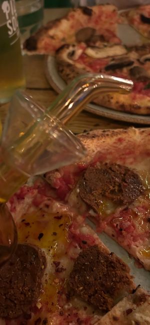 Drizzle that chilli oil on son   at Pizza Social in Harrogate