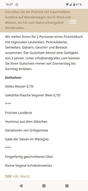 Veganer Picknickkorb at Landgrafen Jena in Jena