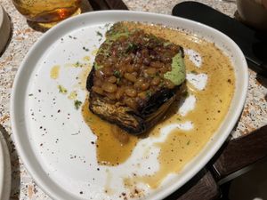 Braised aubergine   at Kapara in London