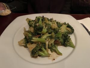 Broccoli with basil sauce   at Bamboo House in Frenchtown