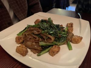 Pad see ew with tofu  at Bamboo House in Frenchtown