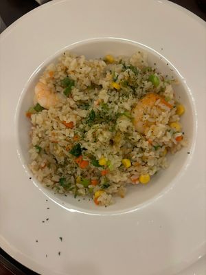 Korean Fried Rice with King Prawns - Pescatarian at La Scala   in Jeju