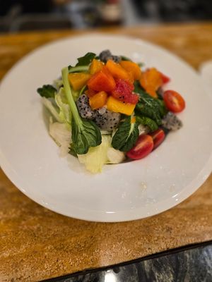 Seasonal Salad with fresh local fruit at La Scala   in Jeju