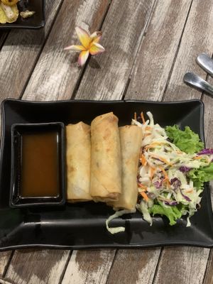 Perfect vege spring rolls  at Cocoleaf in Penida Island