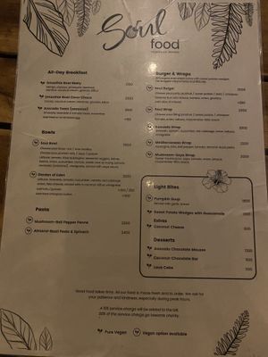 Yummy menu!  at Soul Food  in Sigiriya