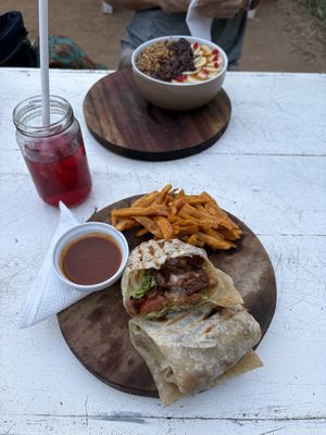 Wrap and smoothie bowl  at Soul Food  in Sigiriya