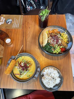 Atsui Udon (top) Peanut Lovers Bowls (bottom)  at Cham  in Hamburg