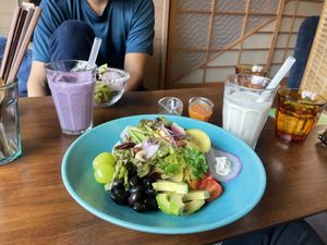 Lemon yogurth, smoothie and the salads of the menus   at  Ikuri in Kyoto