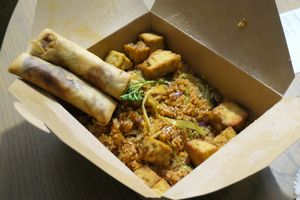 Kimchi fried rice and veggie spring rolls   at KimChi - Sea Point in Cape Town