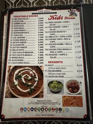 vegetable dishes except 88,93,95  at The Mill in Tenerife