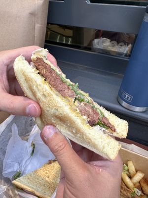 Black and bleu grilled steak sandwich   at Bubbie's in Arlington