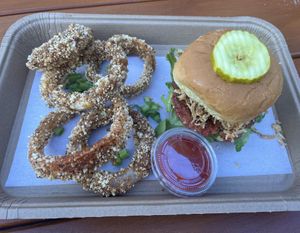 Fig, goat cheese, and beet burger 🤍🌱  at Bubbie's in Arlington