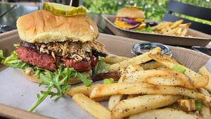 Fig bacon burger (with house made Beet patty) at Bubbie's in Arlington