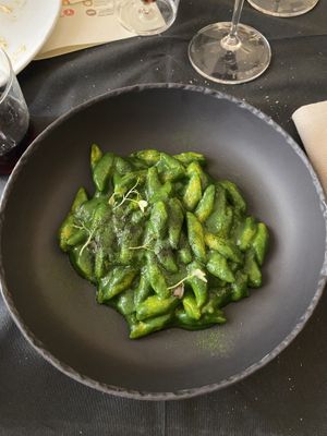 Gnocchi in crema di biete e verdure verdi   at Osteria La Pimpinella in Bra
