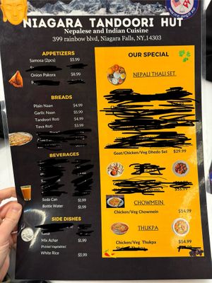 Can be vegan if requested menu 1  at Niagara Tandoori Hut - Niagara Curry House in Niagara Falls