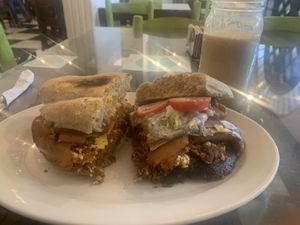Torta cubana con agua de horchata   at La Semilla in Veracruz