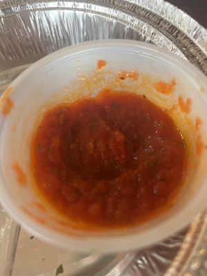 Sauce that comes with the garlic knots 🥫 at Bella Napoli  in Copiague