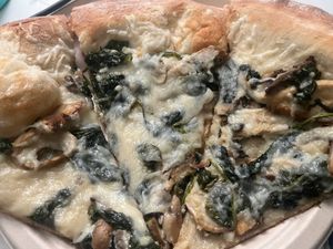 Vegan Pizza Bianca
Spinach, ricotta, garlic, olive oil & vegan cheese ($15) at Bella Napoli  in Copiague