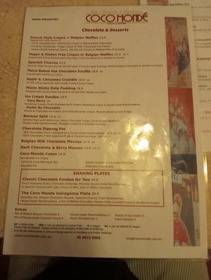 Desserts at Coco Monde Chocolateria in Cooks Hill