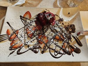 Crepes with chocolate and raspberry sorbet at Coco Monde Chocolateria in Cooks Hill