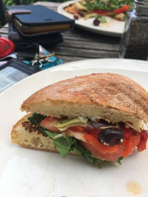 Veggie sandwich with Dijon mustard to substitute for goats cheese at Salt Shaker Deli in Lunenburg