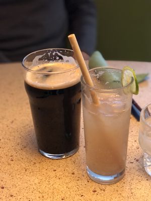 Bière stout et mocktail   at Les Mauvaises Herbes in Quebec