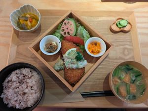 Katsu lunch box at ZENZAI in Kagoshima