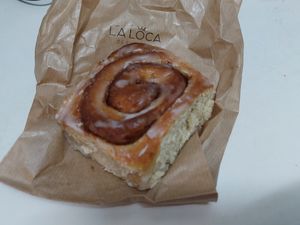 I took home a cinnamon roll for next day's breakfast but ate right away at La Loca de Enfrente in Madrid