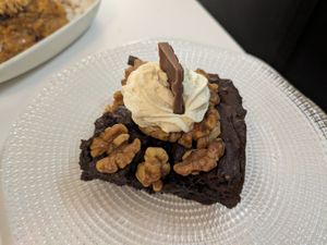 Sweet potato brownie at La Loca de Enfrente in Madrid