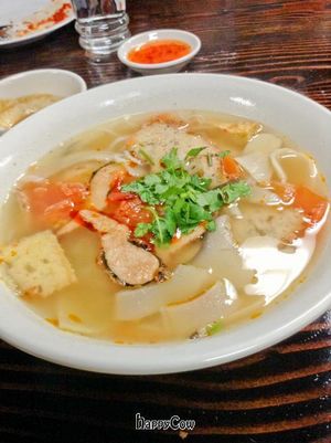 Rice noodle soup with veggie fish. at An Lac Duyen in Garden Grove