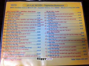 Menu page 1 at An Lac Duyen in Garden Grove