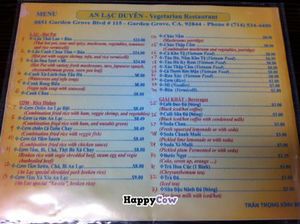 Menu page 2 at An Lac Duyen in Garden Grove