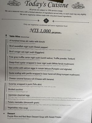 English menu  at GOROU - 五郎時食 in Kaohsiung