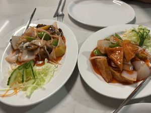 Sweet and sour vegetables and sweet and sour tofuu  at Grand Fusion  in Paisley