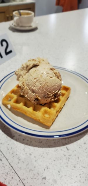 Cinnamon ice cream with a waffle at Honey Bear Ice Cream in Harrisburg