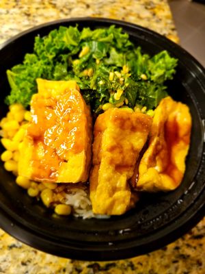 Crispy tofu rice bowl at Proong Noodle Bar in New York City