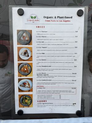 Menu 12/2024  at La Crepe Du Jardin in Los Angeles