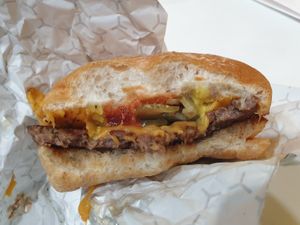 Not a cheeseburger $13.90 YUMM at Mr.Charlie's - Sydney in Redfern