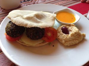 Falafel at La Casa de Bamboo at La Casa de Bamboo in Huacachina