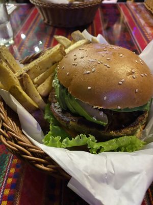Lental Burger  at La Casa de Bamboo in Huacachina