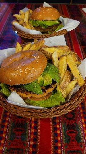 Vegan Burger Menu at La Casa de Bamboo in Huacachina