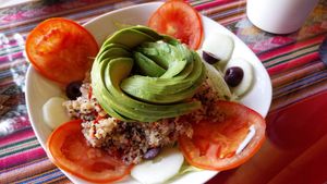 Andean salad at La Casa de Bamboo in Huacachina