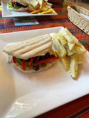 Vegan sandwich   at La Casa de Bamboo in Huacachina