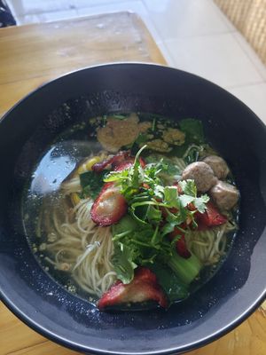 The red pork noodle bowl at Yunnan Vegetarian Noodles Shop - หงส์หงส์บะหมี่ยูนนาน in Chiang Rai