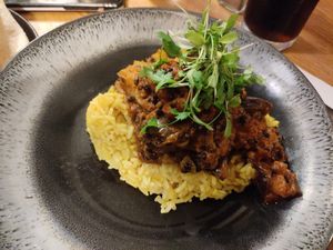 Potato and aubergine curry at The Ram Inn bussage in Stroud