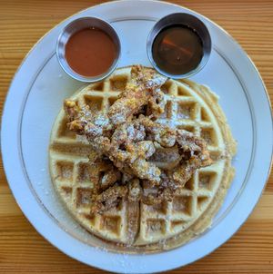 The Waffle with added chik'n at JUNE in Beaverton