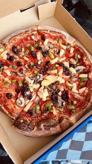 Our ‘design our own’ pizza, see comments for toppings   at BC Pizza in St Ignace