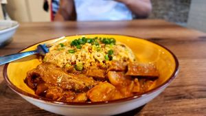 Serían guisado, a vegan take on Panamanian dish ropa vieja  #Veganuary at El Nacional  in Panama City